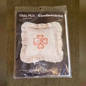 14 inch x 14 inch Olde Mill Needcrafts Candlewicking Pillow Kit Cupid's Bow